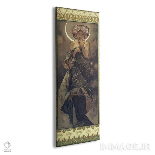 تابلو 1902,ماه و ستارگان: ماه، ۱۹۰۲ اثر آلفونس موخا (هنرمند آرت نووی چک) - نمای پرسپکتیو محصول