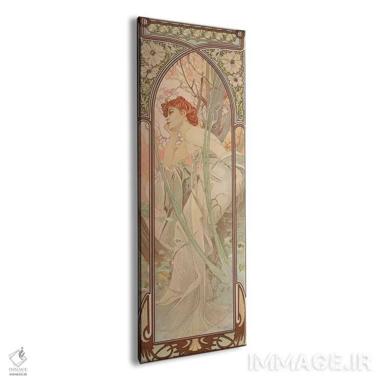 تابلو 1899,اوقات روز: تأمل عصرگاهی، ۱۸۹۹ اثر آلفونس موخا (هنرمند آرت نووی چک) - نمای پرسپکتیو محصول