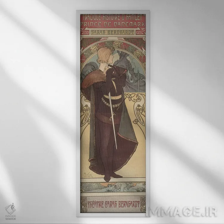 تابلو 1899,هملت، ۱۸۹۹ اثر آلفونس موخا (هنرمند آرت نووی چک) - نمای قابدار سفید