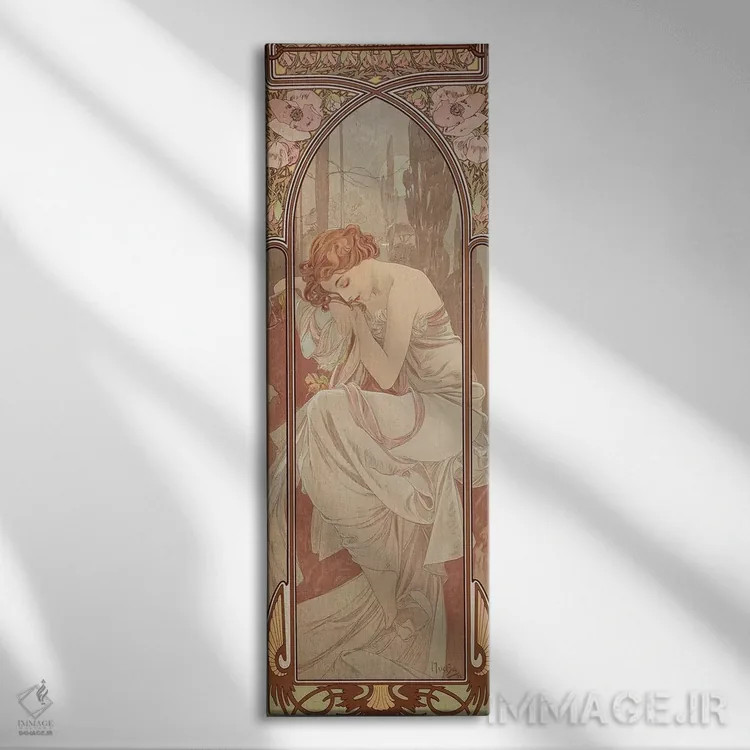 تابلو 1899,اوقات روز: آرامش شب، ۱۸۹۹ اثر آلفونس موخا (هنرمند آرت نووی چک) - نمای روبهرو روی دیوار