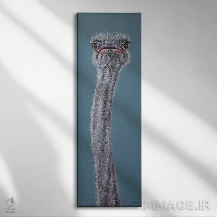 تابلو شترمرغ اثر کلارا باستین - نمای روبهرو روی دیوار