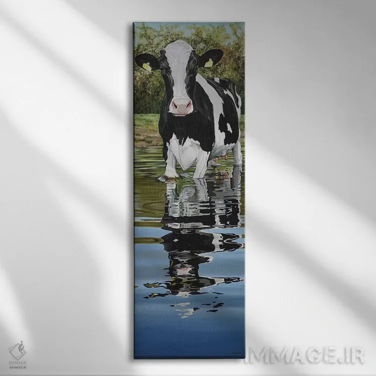 تابلو گاو در نهر اثر کلارا باستین - نمای روبهرو روی دیوار