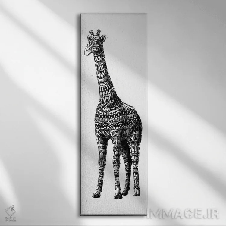 تابلو زرافه تزیینی اثر بیوورکز - نمای روبهرو روی دیوار