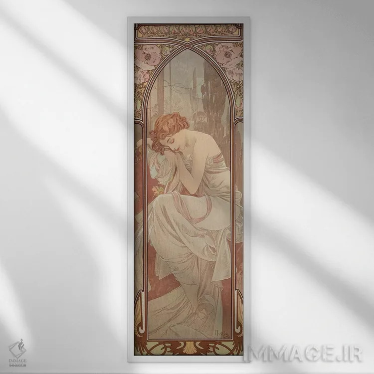 تابلو 1899,اوقات روز: آرامش شب، ۱۸۹۹ اثر آلفونس موخا (هنرمند آرت نووی چک) - نمای قابدار سفید