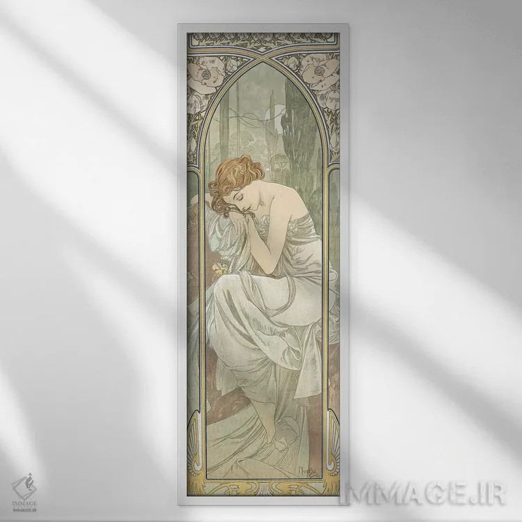 تابلو اوقات روز اثر آلفونس موخا (هنرمند آرت نووی چک) - نمای قابدار سفید