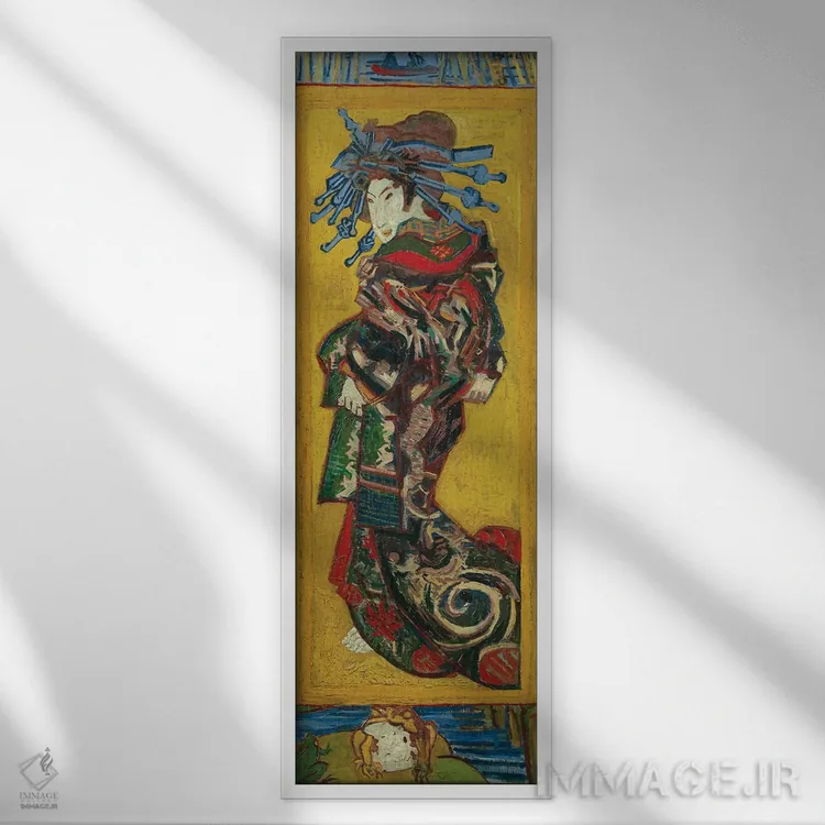 تابلو Paris, 1887,ژاپونکی: فاحشه یا اویران، پاریس، ۱۸۸۷ (سبک آسیای شرقی) اثر ونسان ون گوگ (نقاش مشهور هلندی پستامپرسیونیسم) - نمای قابدار سفید