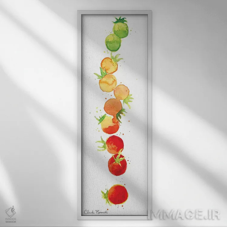 تابلو گرباورها گوجهفرنگی اثر کلودیا بیانکی - نمای قابدار سفید