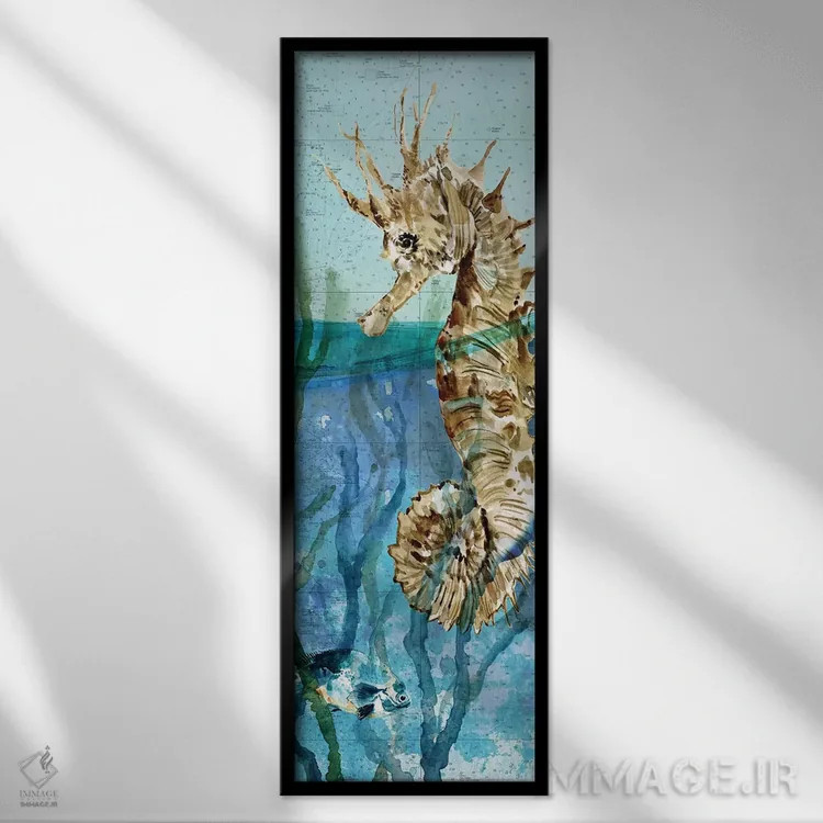 تابلو "اسب دریایی اقیانوس آرام" اثر کارول رابینسون - نمای قابدار مشکی