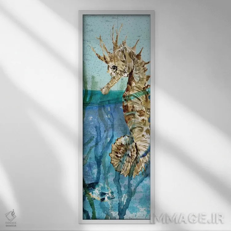 تابلو "اسب دریایی اقیانوس آرام" اثر کارول رابینسون - نمای قابدار سفید