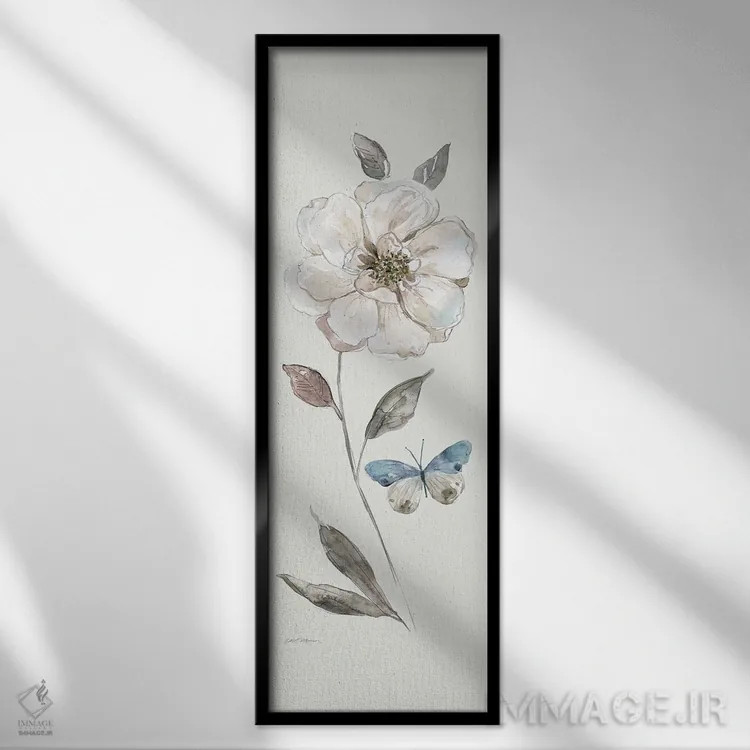 تابلو رز سفید یخزده اثر کارول رابینسون - نمای قابدار مشکی