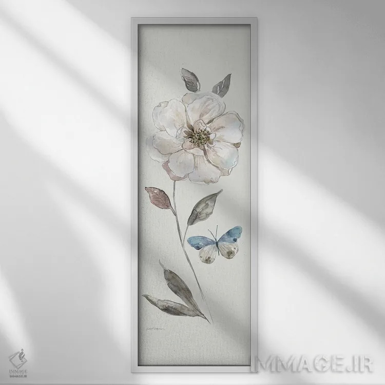 تابلو رز سفید یخزده اثر کارول رابینسون - نمای قابدار سفید