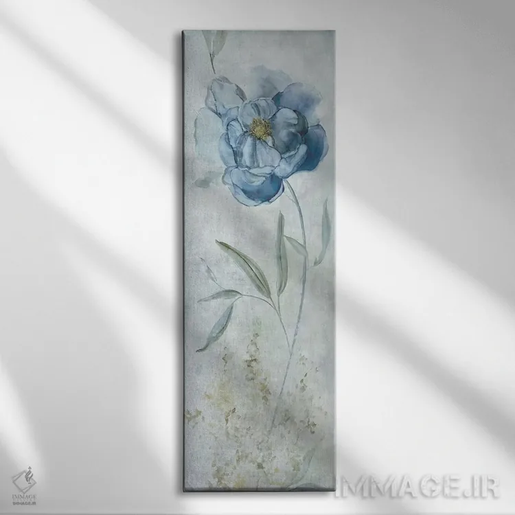 تابلو صد تومانی آبی (نوعی گل) اثر کارول رابینسون - نمای روبهرو روی دیوار