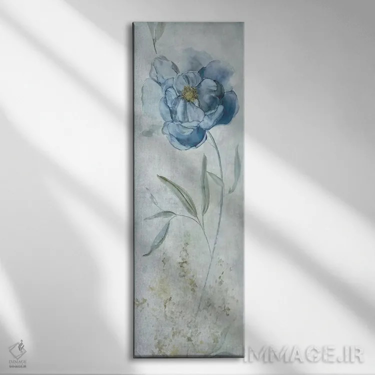 تابلو صد تومانی آبی (نوعی گل) اثر کارول رابینسون - نمای روبهرو روی دیوار