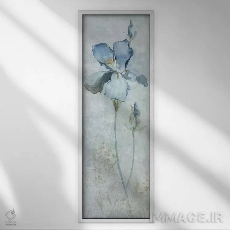 تابلو زنبق آبی اثر کارول رابینسون - نمای قابدار سفید