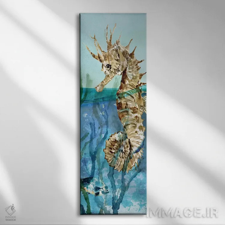 تابلو اسب دریایی دلری ۲ اثر کارول رابینسون - نمای روبهرو روی دیوار
