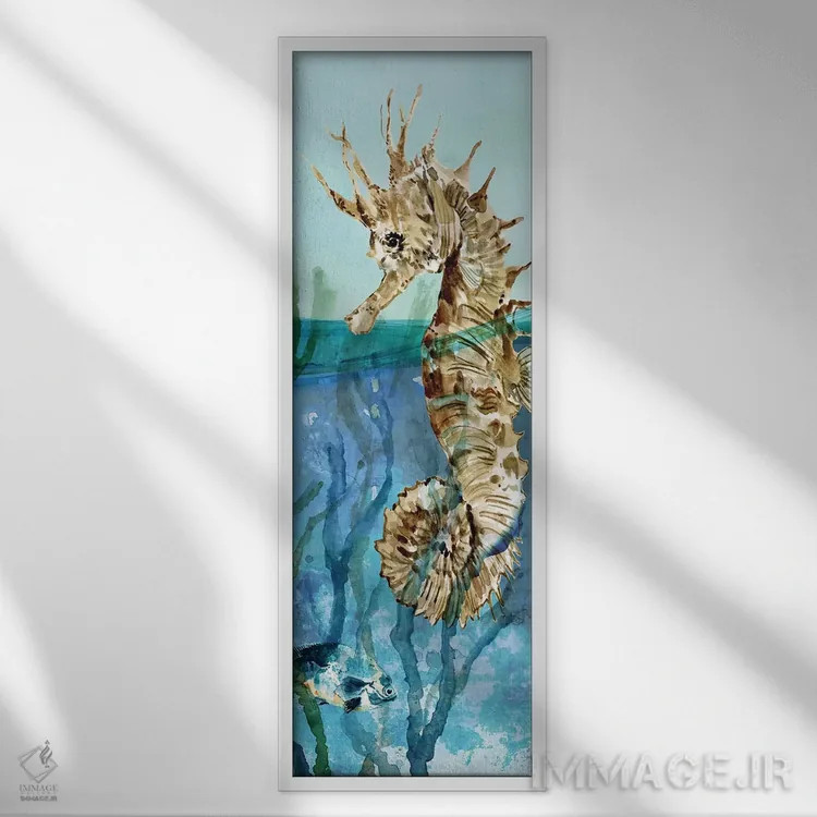 تابلو اسب دریایی دلری ۲ اثر کارول رابینسون - نمای قابدار سفید