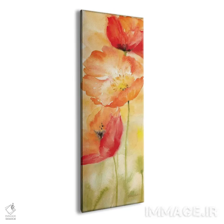 تابلو پنل ادویهای شقایق آبرنگی دو اثر سینتیا کولتر - نمای پرسپکتیو محصول