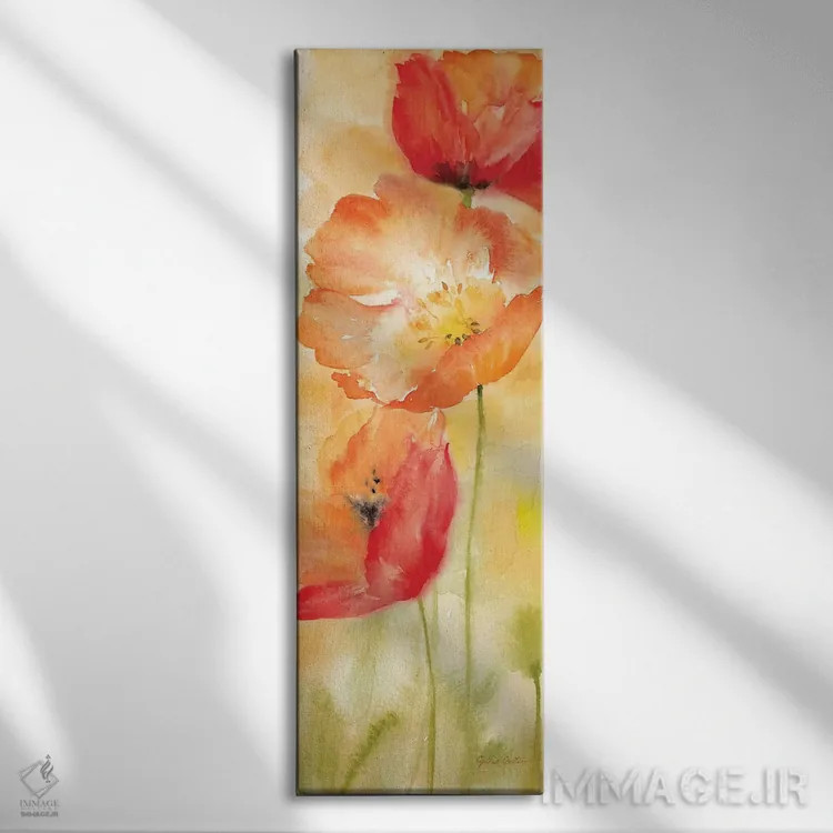 تابلو پنل ادویهای شقایق آبرنگی دو اثر سینتیا کولتر - نمای روبهرو روی دیوار
