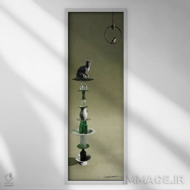 تابلو تعادل ۳ اثر سینتیا دکر - نمای قابدار سفید