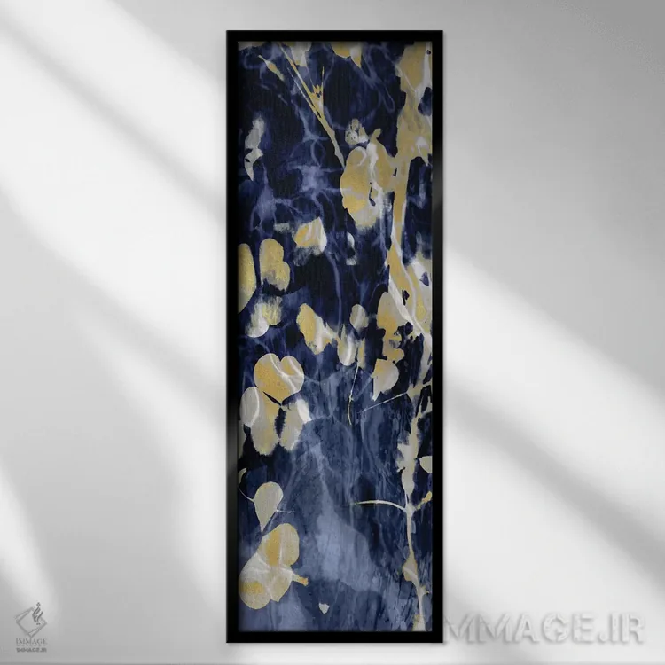 تابلو طبیعت نیلی با طلایی ۲ اثر دنیل کارسون - نمای قابدار مشکی