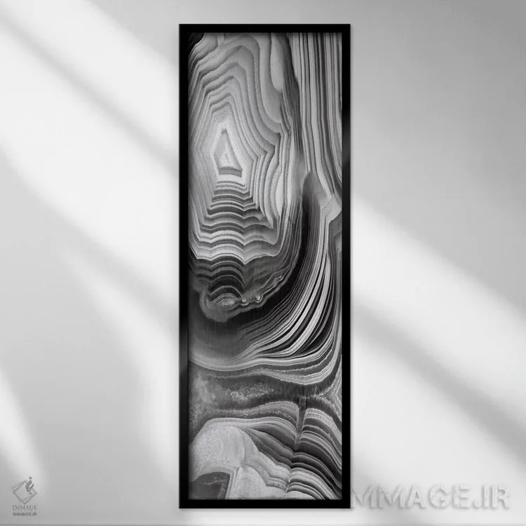 تابلو پنل عقیقی خاکستری ۱ اثر دنیل کارسون - نمای قابدار مشکی