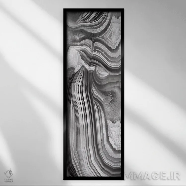 تابلو پنل عقیقی خاکستری ۲ اثر دنیل کارسون - نمای قابدار مشکی