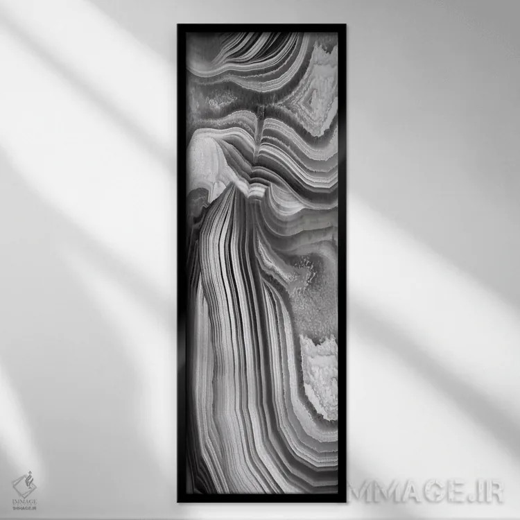 تابلو پنل عقیقی خاکستری ۲ اثر دنیل کارسون - نمای قابدار مشکی