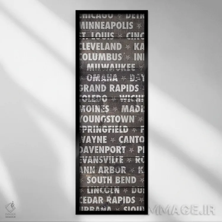 تابلو حروف چوبی غرب میانه (آمریکا) اثر دن منیلی - نمای قابدار مشکی