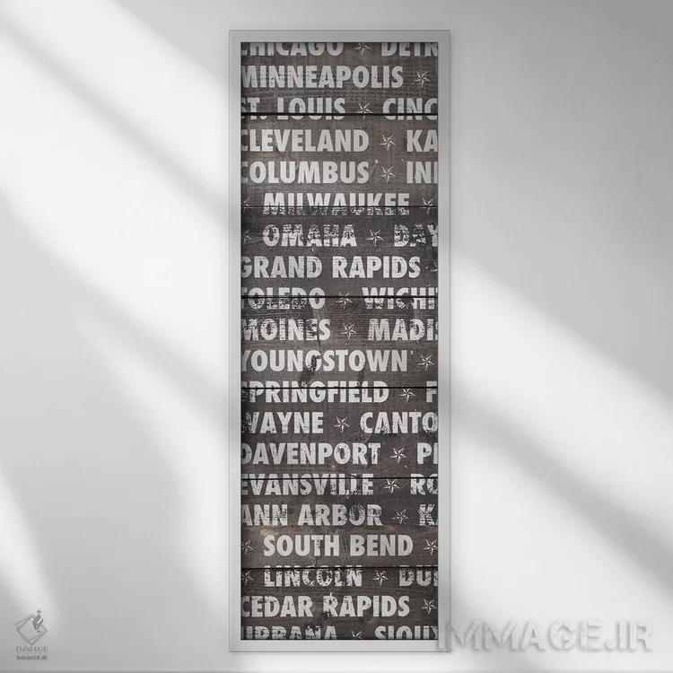 تابلو حروف چوبی غرب میانه (آمریکا) اثر دن منیلی - نمای قابدار سفید