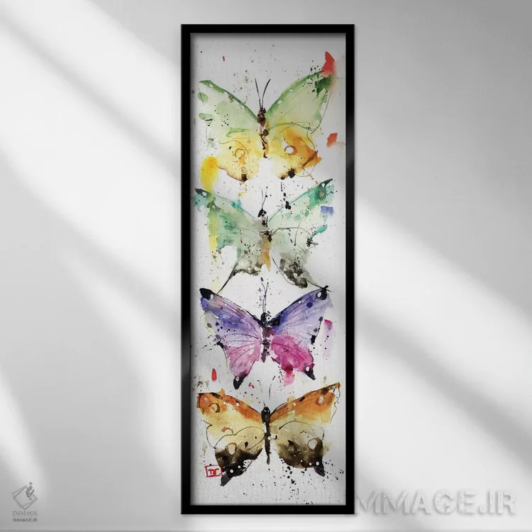 تابلو چهار پروانه اثر باور کراوزر - نمای قابدار مشکی