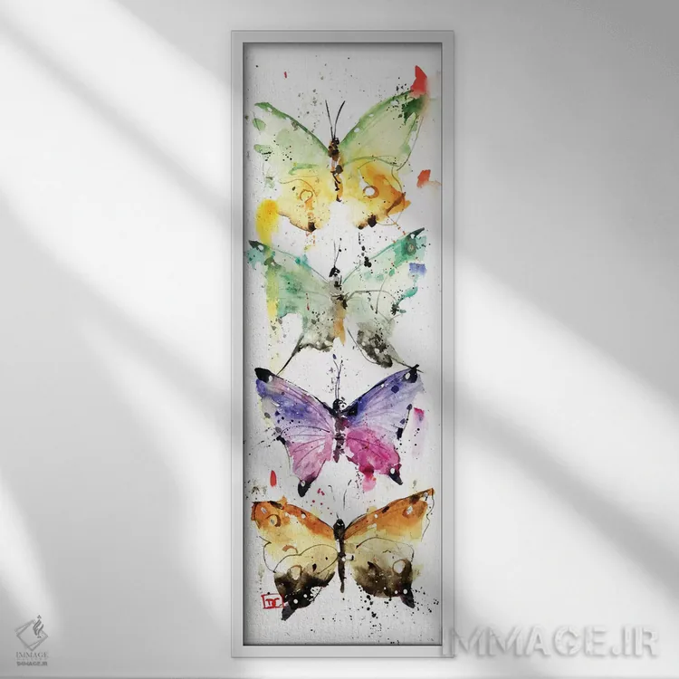 تابلو چهار پروانه اثر باور کراوزر - نمای قابدار سفید