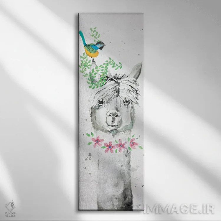 تابلو آلپاکای چشمکزن اثر دایان فیفر - نمای روبهرو روی دیوار