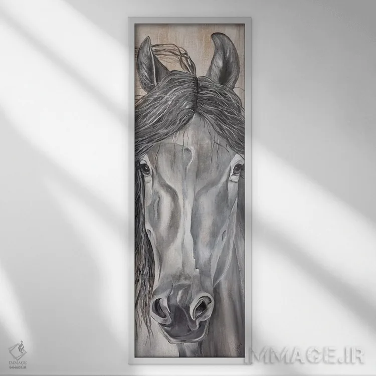 تابلو زیبایی طبیعی (بازی با کلمهٔ "شیهه" اسب) اثر دایان فیفر - نمای قابدار سفید