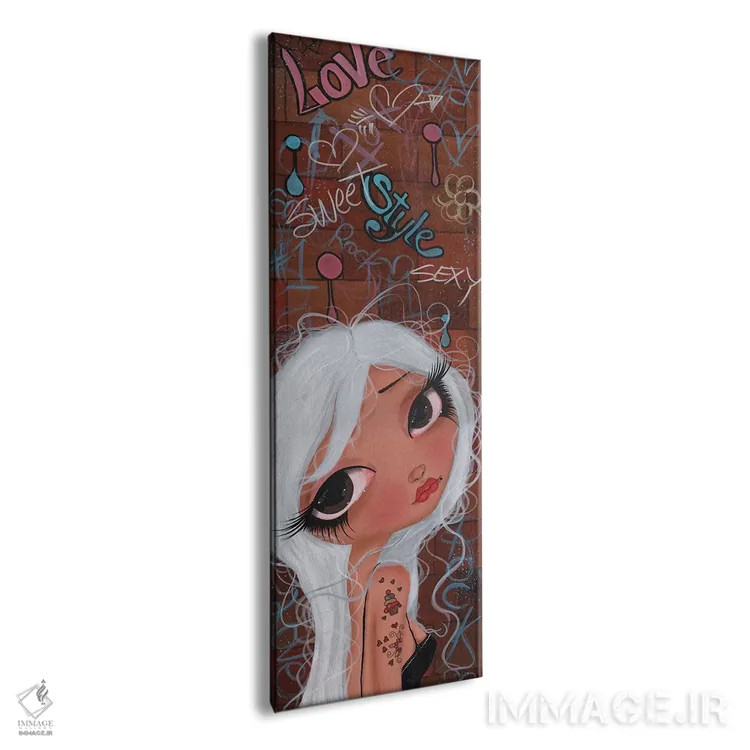 تابلو دختر پینآپ آبنباتی اثر داتی گلیسون - نمای پرسپکتیو محصول