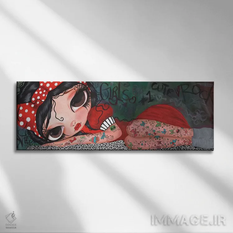 تابلو بلو پینآپ (طرح دختر پینآپ، نام Belle) اثر داتی گلیسون - نمای روبهرو روی دیوار