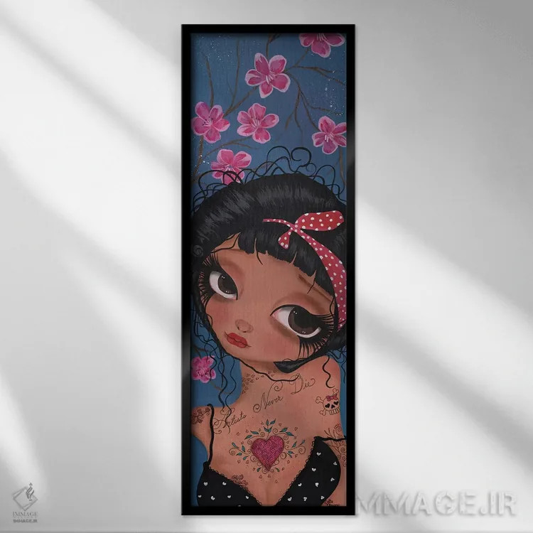 تابلو مدل پینآپ بتی (دختر پینآپ) اثر داتی گلیسون - نمای قابدار مشکی