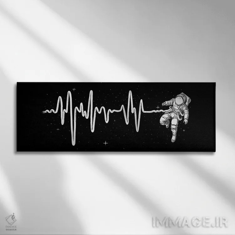 تابلو تپش قلب فضایی اثر دیجیتال کاربین (نام هنرمند یا استودیو) - نمای روبهرو روی دیوار