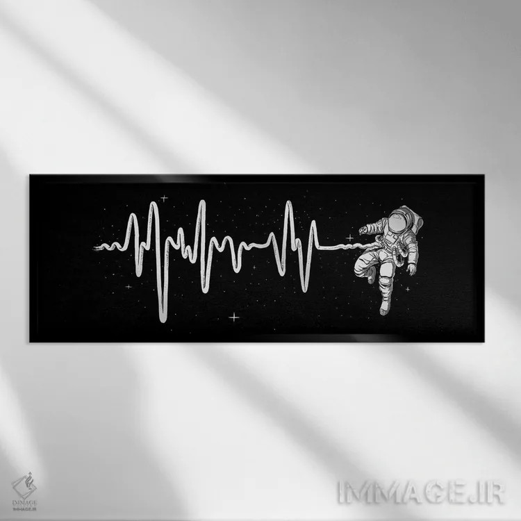 تابلو تپش قلب فضایی اثر دیجیتال کاربین (نام هنرمند یا استودیو) - نمای قابدار مشکی