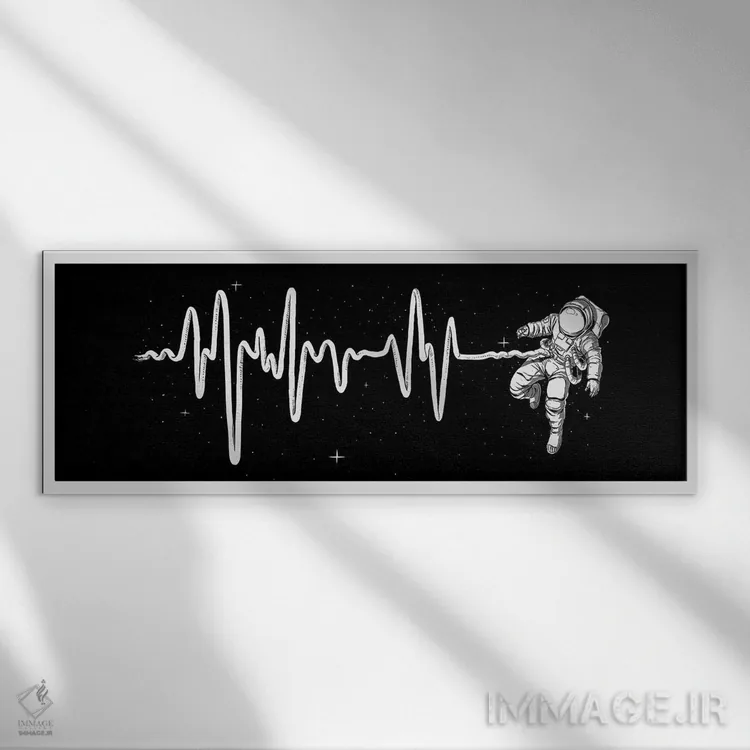 تابلو تپش قلب فضایی اثر دیجیتال کاربین (نام هنرمند یا استودیو) - نمای قابدار سفید