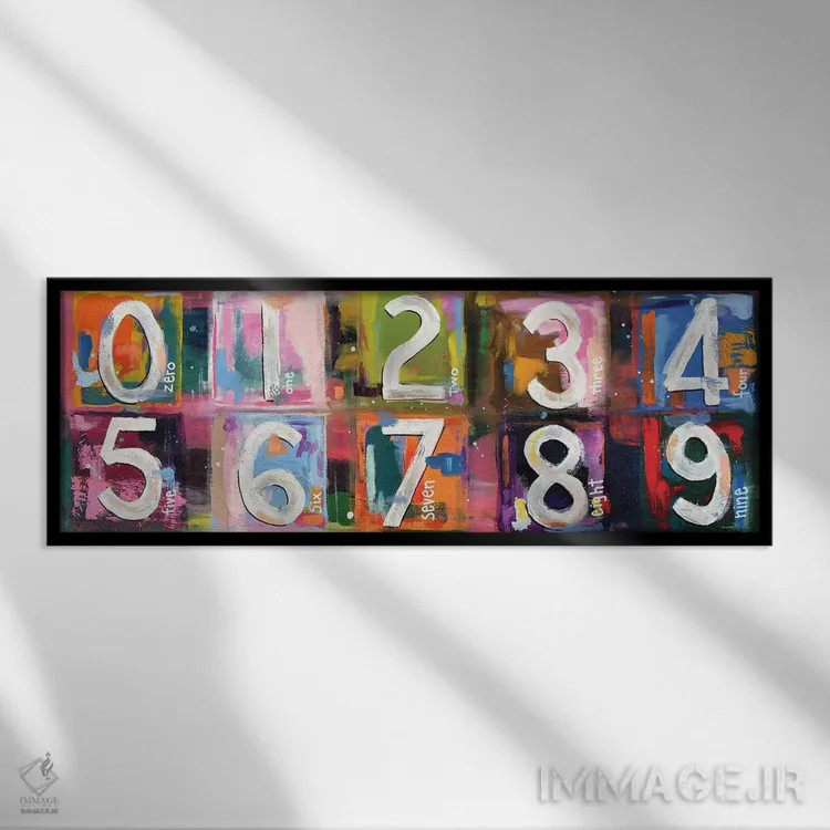 تابلو اعداد انتزاعی اثر دیویدای هینْدز - نمای قابدار مشکی