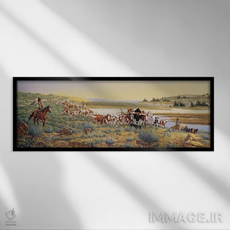 تابلو سفر به مونتانا اثر درک هانسن - نمای قابدار مشکی