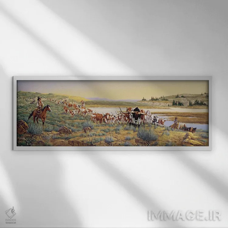 تابلو سفر به مونتانا اثر درک هانسن - نمای قابدار سفید