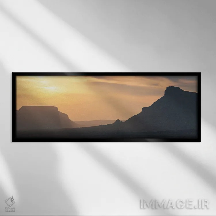 تابلو پانورامای غروب تپه کارخانهای اثر داستین لِفور - نمای قابدار مشکی