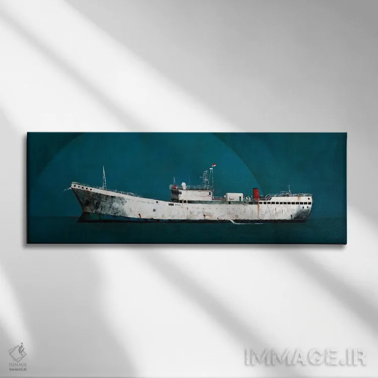 تابلو کشتی ماه آبی اثر دانا مککلار - نمای روبهرو روی دیوار