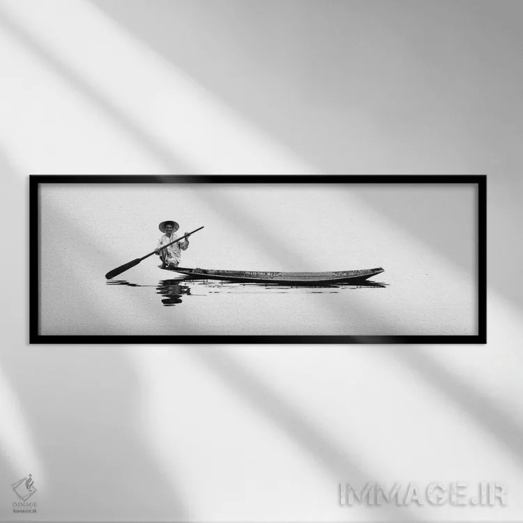 تابلو مردی روی قایق یک اثر دانیلو د آلکساندریا - نمای قابدار مشکی