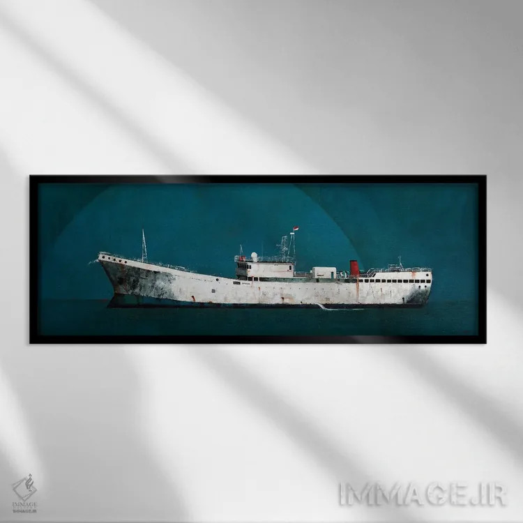 تابلو کشتی ماه آبی اثر دانا مککلار - نمای قابدار مشکی