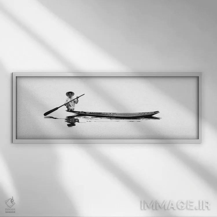 تابلو مردی روی قایق یک اثر دانیلو د آلکساندریا - نمای قابدار سفید