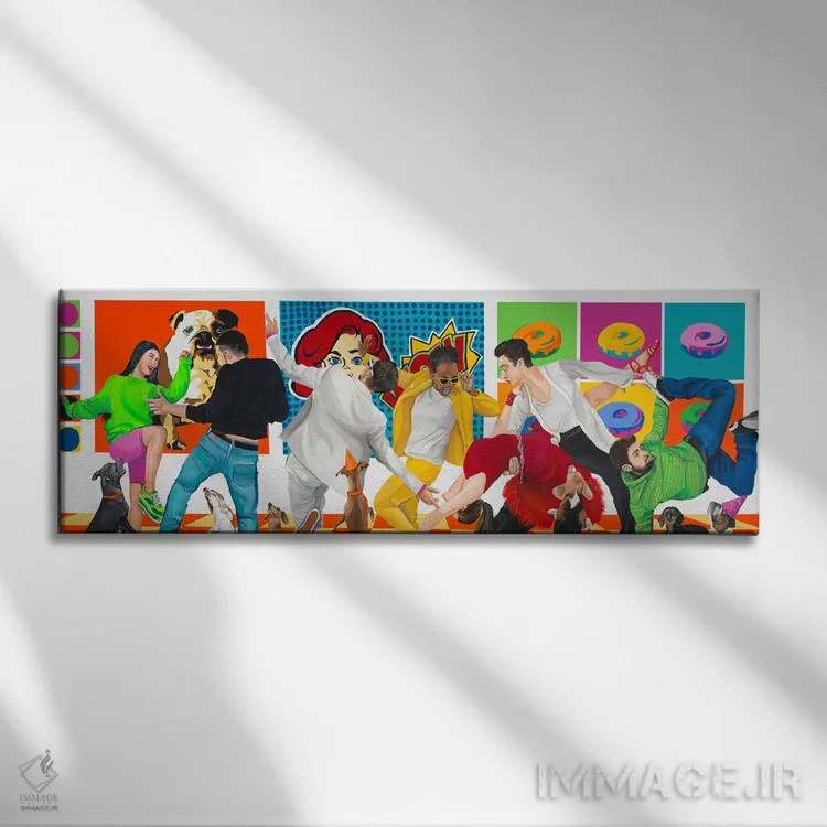 تابلو رقص مهمانی پاپآپ اثر دن نلسون - نمای روبهرو روی دیوار