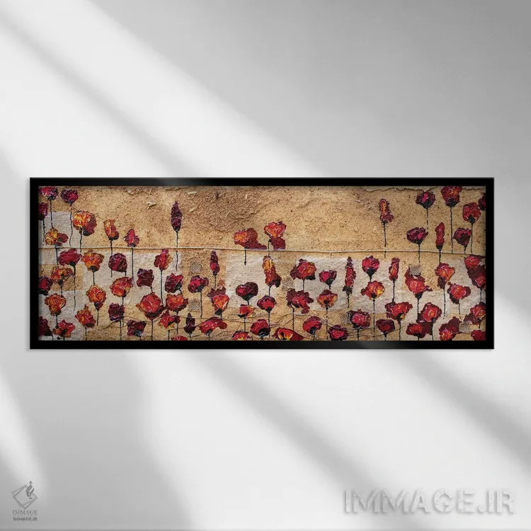 تابلو شقایقها (افقی با ارهبرقی) اثر دوناتلا مارائونی - نمای قابدار مشکی