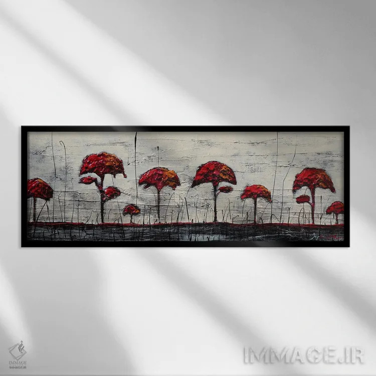 تابلو درختان قرمز اثر دوناتلا مارائونی - نمای قابدار مشکی